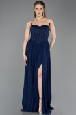 Standesamtkleid Lang Spitze Marineblau ABU5887