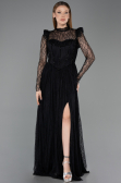 Standesamtkleid Lang Spitze Schwarz ABU5887