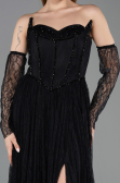 Standesamtkleid Lang Spitze Schwarz ABU5887