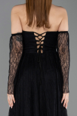 Standesamtkleid Lang Spitze Schwarz ABU5887