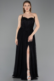 Standesamtkleid Lang Spitze Schwarz ABU5887