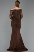 Abendkleid im Meerjungfrau-Stil Lang Spitze Braun ABU5890