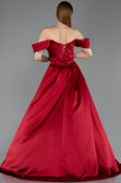 Abendbekleidung Lang Satin Weinrot ABU5891