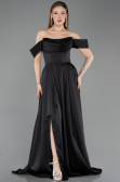 Abendbekleidung Lang Satin Schwarz ABU5891