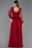 Weinrot Standesamtkleid Spitze Lang ABU5797