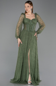 Khaki Standesamtkleid Spitze Lang ABU5797