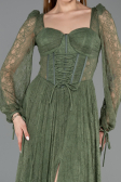 Khaki Standesamtkleid Spitze Lang ABU5797