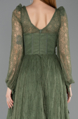 Khaki Standesamtkleid Spitze Lang ABU5797