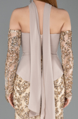 Abendkleid im Meerjungfrau-Stil Lang Schuppig Beige ABU5896