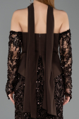 Abendkleid im Meerjungfrau-Stil Lang Schuppig Braun ABU5896