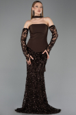 Abendkleid im Meerjungfrau-Stil Lang Schuppig Braun ABU5896