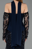 Abendkleid im Meerjungfrau-Stil Lang Schuppig Marineblau ABU5896