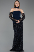 Abendkleid im Meerjungfrau-Stil Lang Schuppig Marineblau ABU5896
