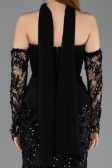Abendkleid im Meerjungfrau-Stil Lang Schuppig Schwarz ABU5896