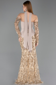 Abendkleid im Meerjungfrau-Stil Lang Schuppig Beige ABU5896