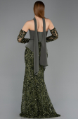 Abendkleid im Meerjungfrau-Stil Lang Schuppig Khaki ABU5896