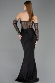 Abendkleid im Meerjungfrau-Stil Lang Satin Schwarz ABU5888