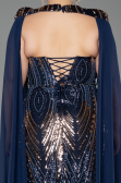 Abendkleid in Übergröße Lang Schuppig Marineblau ABU5830