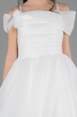 Abendkleid für Kinder Vorne Kurz-Hinten Lang Weiß ABO128