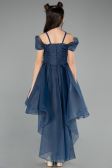 Abendkleid für Kinder Vorne Kurz-Hinten Lang Marineblau ABO128