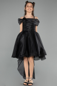 Abendkleid für Kinder Vorne Kurz-Hinten Lang Schwarz ABO128