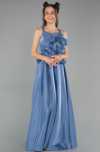Abendkleid für Kinder Lang Satin Indigo ABU4831