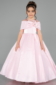Brautkleid für Kinder Lang Satin Rosa ABG172