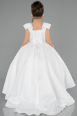 Brautkleid für Kinder Lang Satin Weiß ABG177