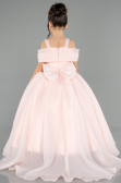 Brautkleid für Kinder Lang Satin Lachs ABG173