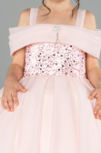 Brautkleid für Kinder Lang Satin Lachs ABG173