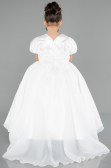 Brautkleid für Kinder Lang Satin Weiß ABG174
