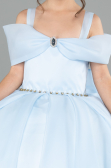 Brautkleid für Kinder Lang Satin Eisblau ABG175