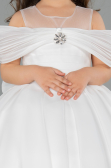 Brautkleid für Kinder Lang Satin Weiß ABG176