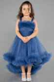 Abendkleid für Kinder Vorne Kurz-Hinten Lang Indigo ABO129