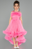 Abendkleid für Kinder Vorne Kurz-Hinten Lang Rosa ABO130