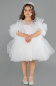 Abendkleid für Kinder Kurz Weiß ABK2572