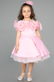 Abendkleid für Kinder Kurz Satin Rosa ABK2573
