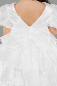 Abendkleid für Kinder Vorne Kurz-Hinten Lang Satin Weiß ABO131
