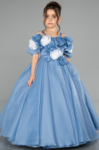 Brautkleid für Kinder Lang Satin Blau ABG182