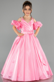 Brautkleid für Kinder Lang Satin Rosa ABG185