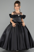Brautkleid für Kinder Lang Satin Schwarz ABG176