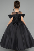 Brautkleid für Kinder Lang Satin Schwarz ABG176