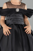 Brautkleid für Kinder Lang Satin Schwarz ABG176