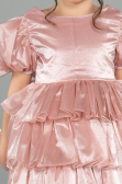 Abendkleid für Kinder Vorne Kurz-Hinten Lang Satin Puder ABO131