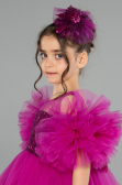 Abendkleid für Kinder Kurz Fuchsie ABK2572