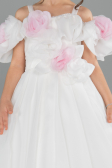Brautkleid für Kinder Lang Satin Weiß ABG182