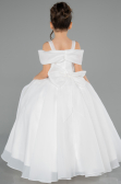 Brautkleid für Kinder Lang Satin Weiß ABG175