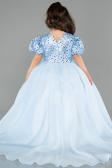 Blau Brautkleid Für Kinder Satin Lang ABG174