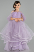 Abendkleid für Kinder Vorne Kurz-Hinten Lang Lila ABO127