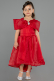 Abendkleid für Kinder Vorne Kurz-Hinten Lang Rot ABO107